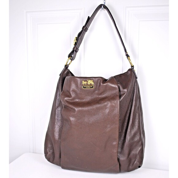 COACH Madison Isabelle Dark Brown Leather Shoulder Hobo Tote Bag F1273-21224 - Picture 1 of 11